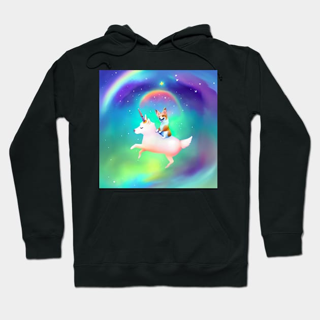 Corgi Riding on a Unicorn Hoodie by nicecorgi